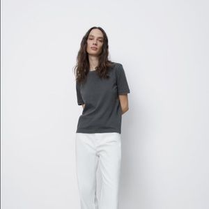 Zara Charcoal Washed Rib T-Shirt